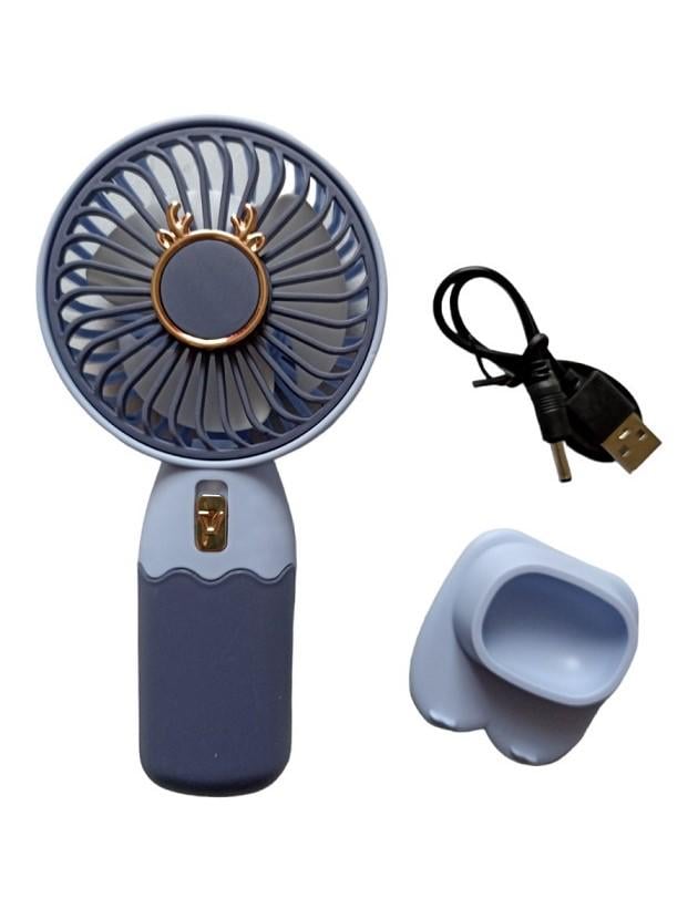 Вентилятор ручной аккумуляторный Mini Fan ZB088C с подставкой и USB-зарядкой Фиолетово-сиреневый (11293037) - фото 3