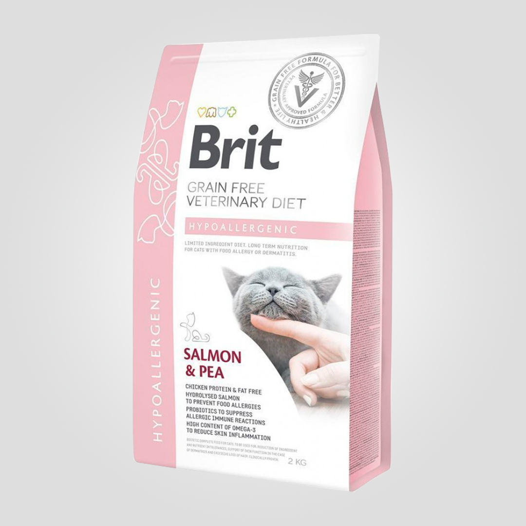 Корм сухой Brit VetDiet Hypoallergenic для кошек с пищевой аллергией с лососем и горохом 2 кг (2182956098)
