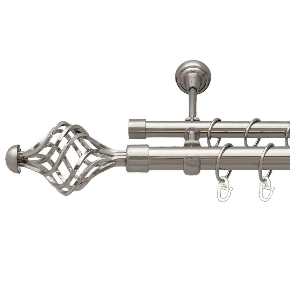 Карниз для штор Orvit Арезо двухрядный гладкий 200 см Нержавеющая сталь (7075428)