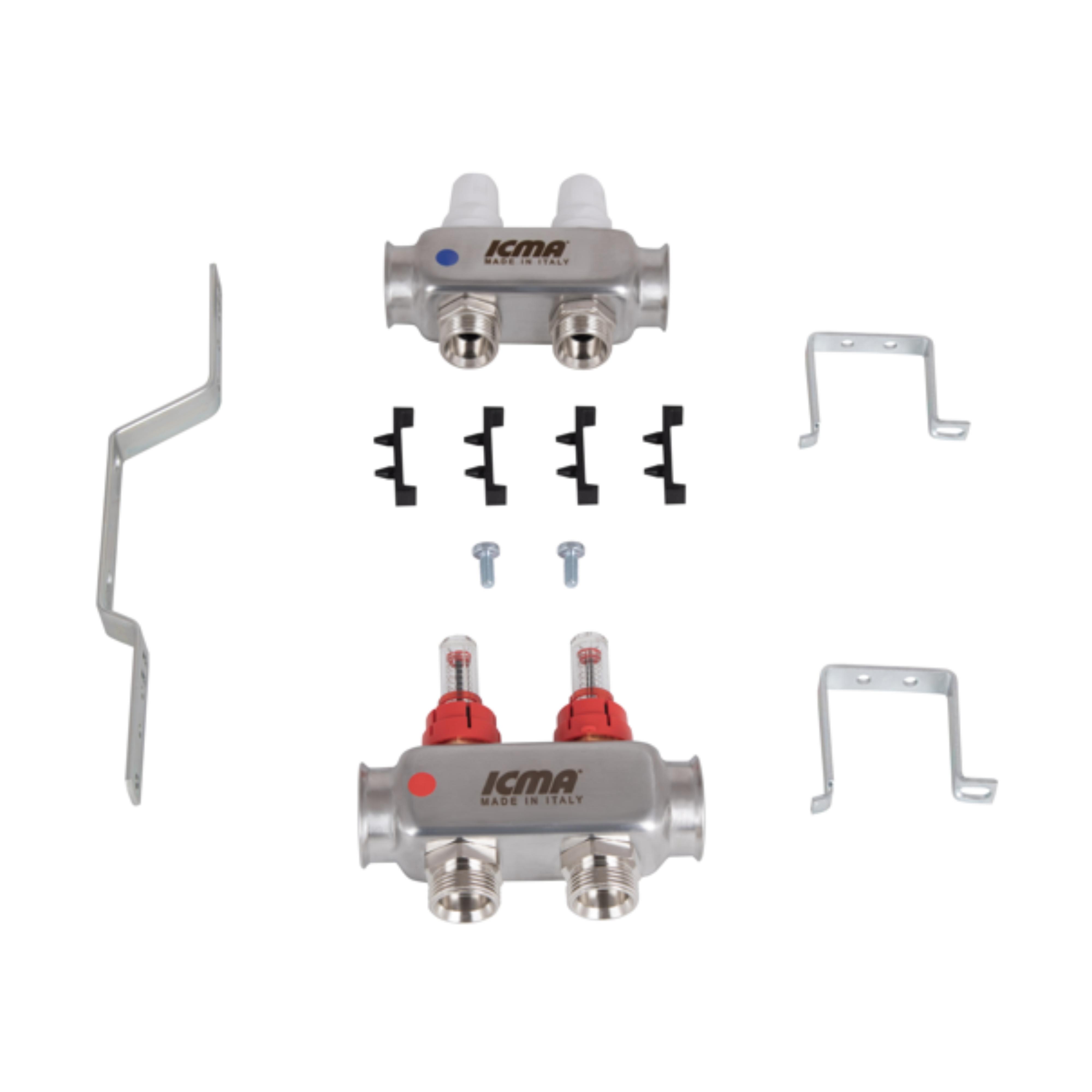 Коллектор для теплого пола ICMA 87K073179PG32QU 2 контура с расходомерами 1"/3/4" (250465) - фото 8 Коллектор для теплого пола ICMA 87K073179PG32QU 2 контура с расходомерами 1"/3/4" (250465) - фото 8