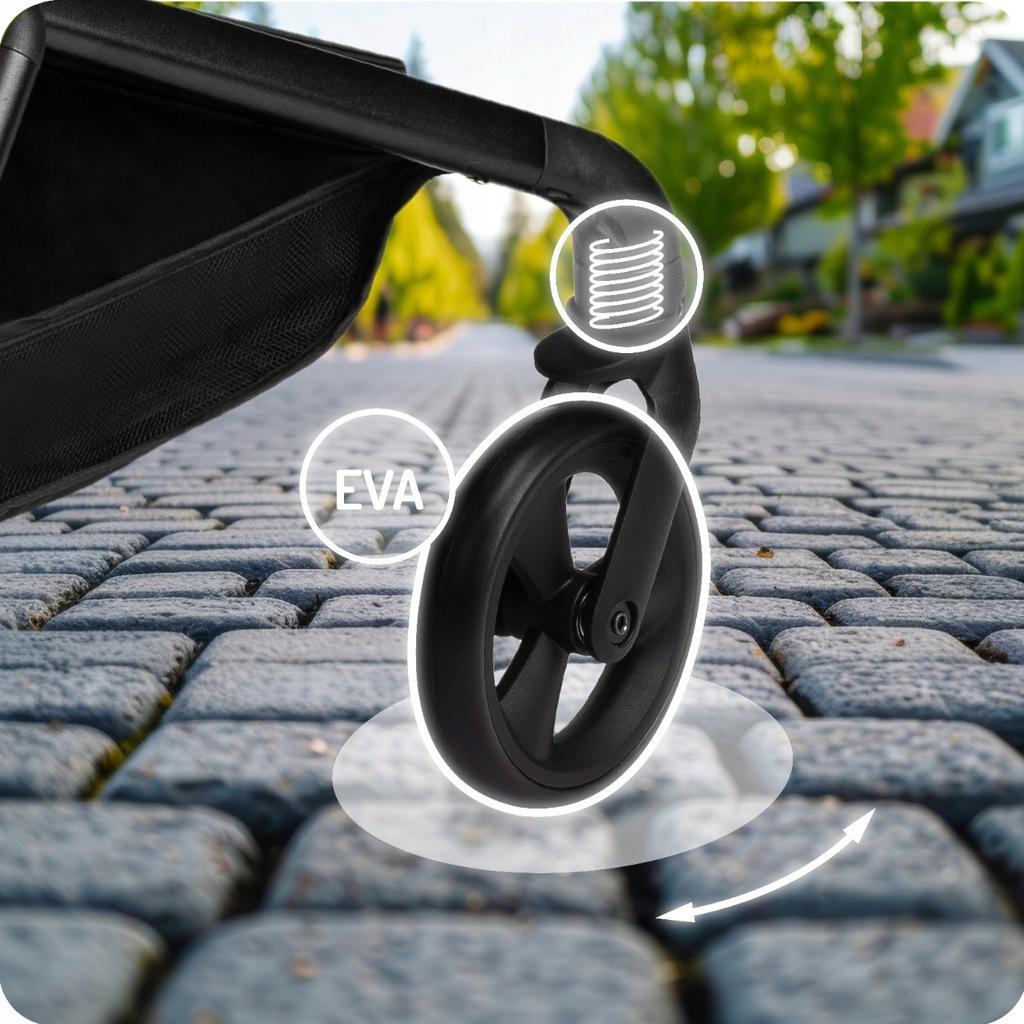 Коляска прогулянкова MoMi Adelle складна з регульованою спинкою та з поворотним на 360° сидінням Gold (WOSP00035) - фото 9