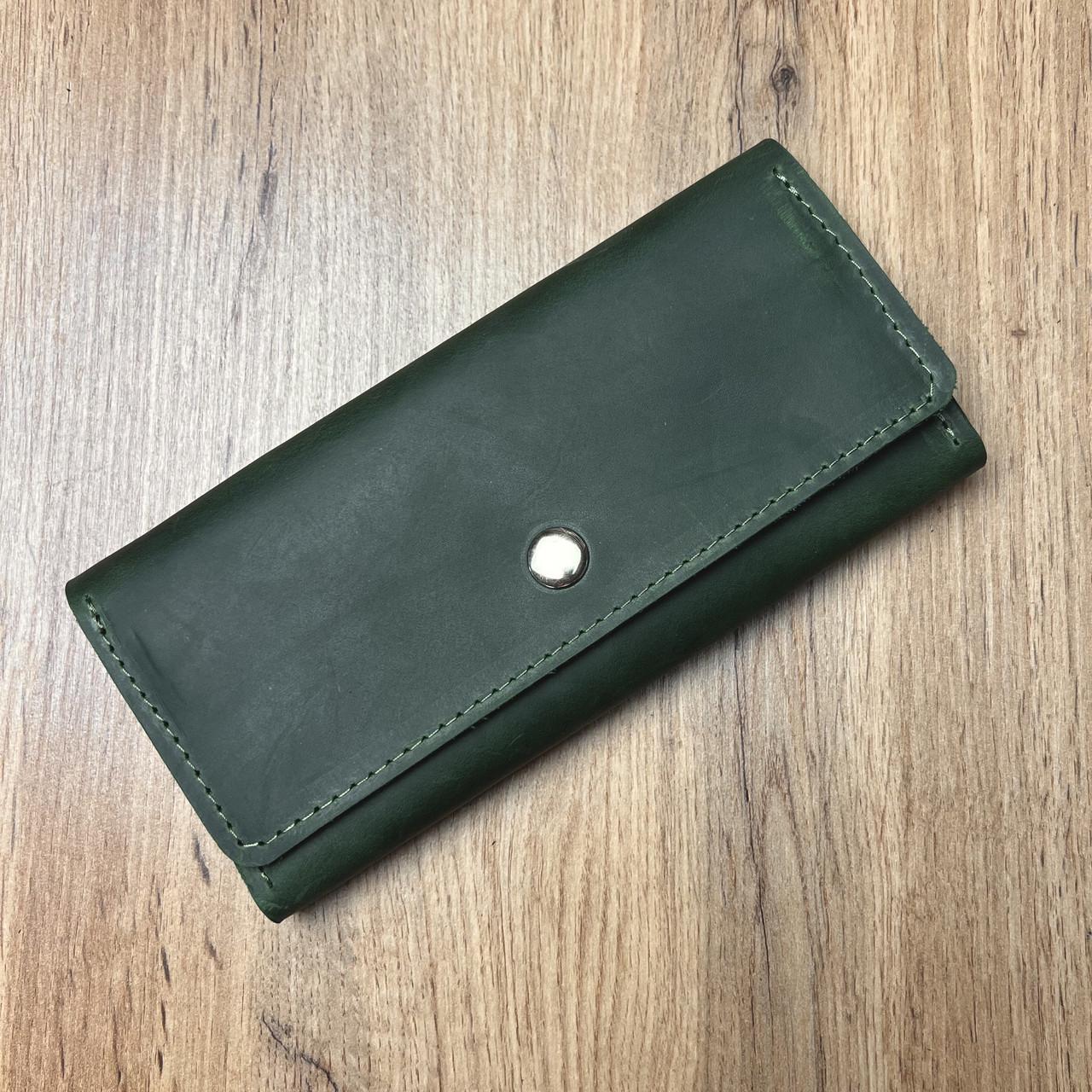 Кошелек на 12 карточек из натуральной кожи Зеленый (b001-4)