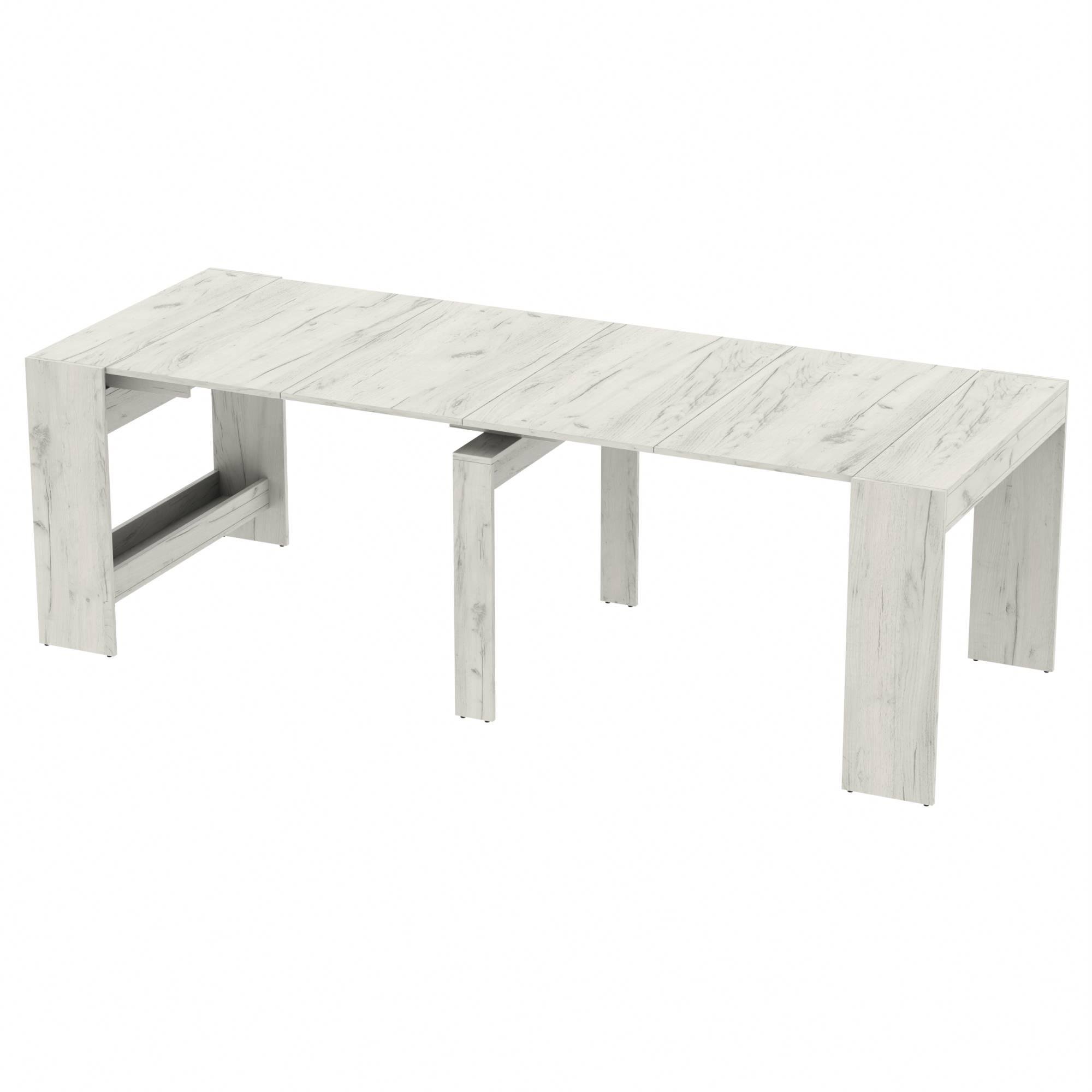 Обеденный раздвижной стол для кухни Неман ПИТОН Лайт Дуб крафт белый (853047)