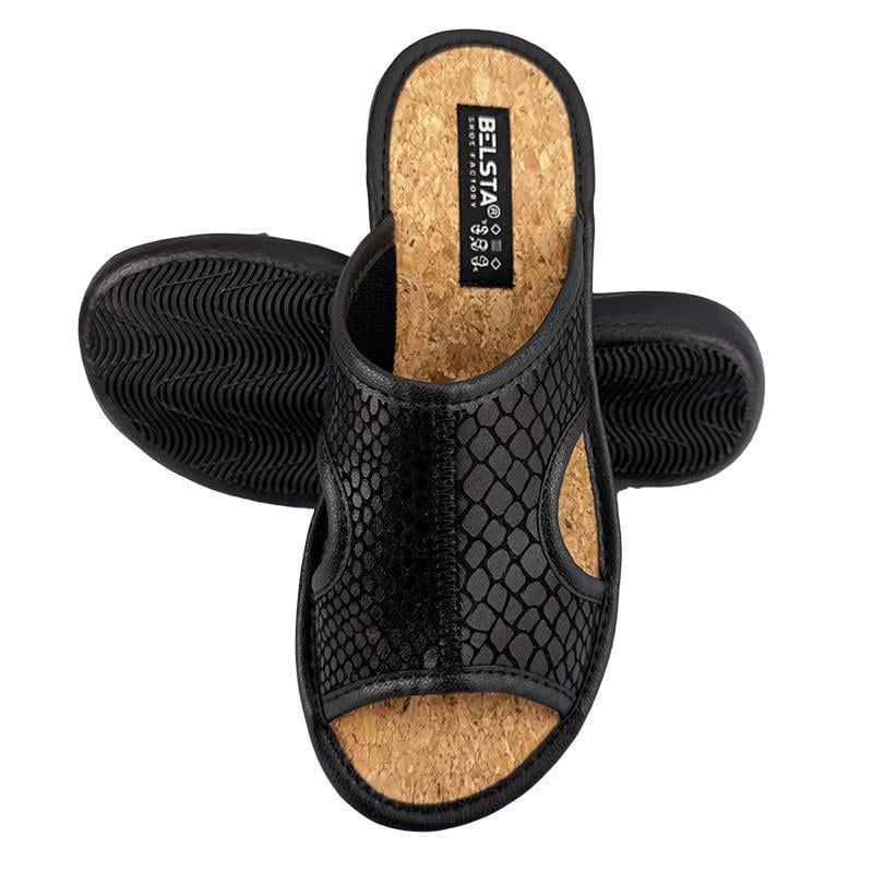 Комнатные женские тапочки эко-кожа 059-3 p. 40 25,5-26Черный Черный