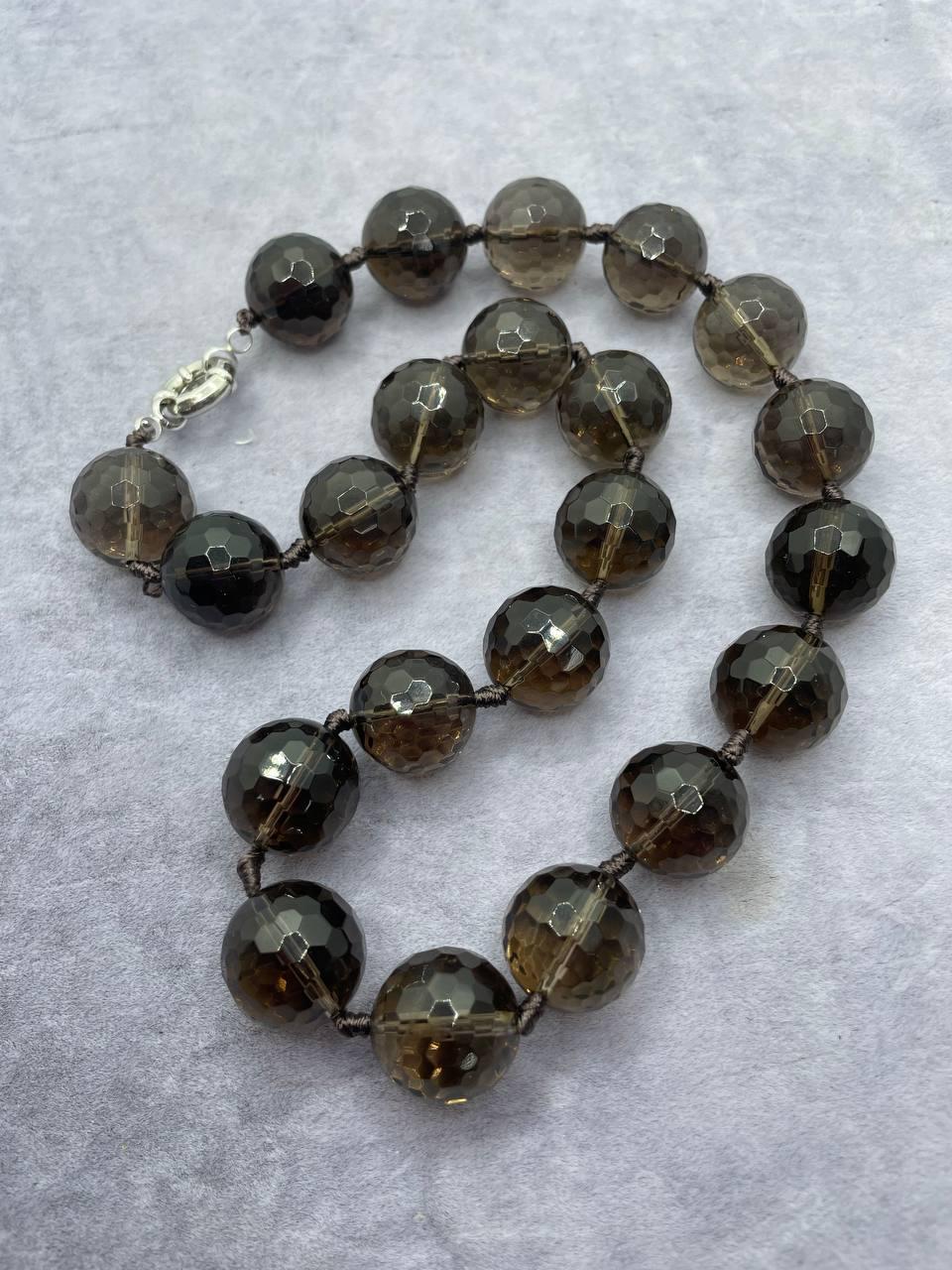 Бусы раухтопаз 45 см 18 мм Коричневый (9698)