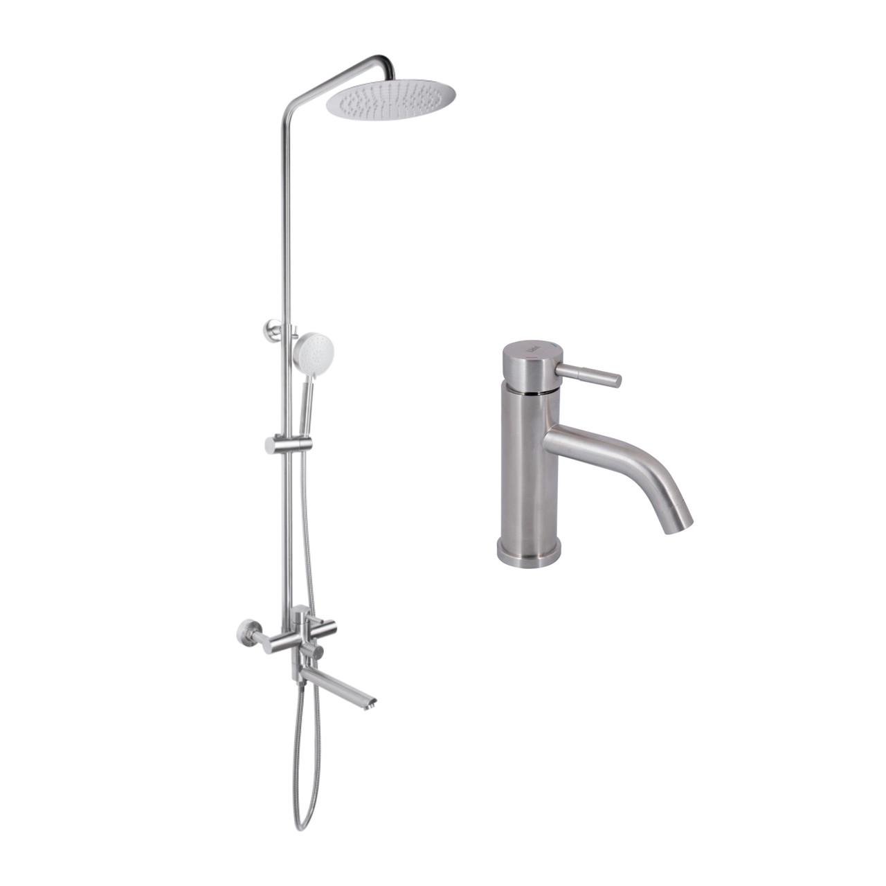 Комплект для душевой душевая система Aria 1033 Nickel k35 на три потребителя LDARI1033NKS46109 Lidz/смеситель для раковины низкий (2732979999)