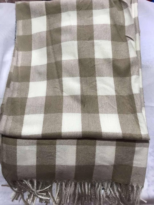 Шарф женский кашемировый клетка Коричневый с белым (ШарфКаш89)