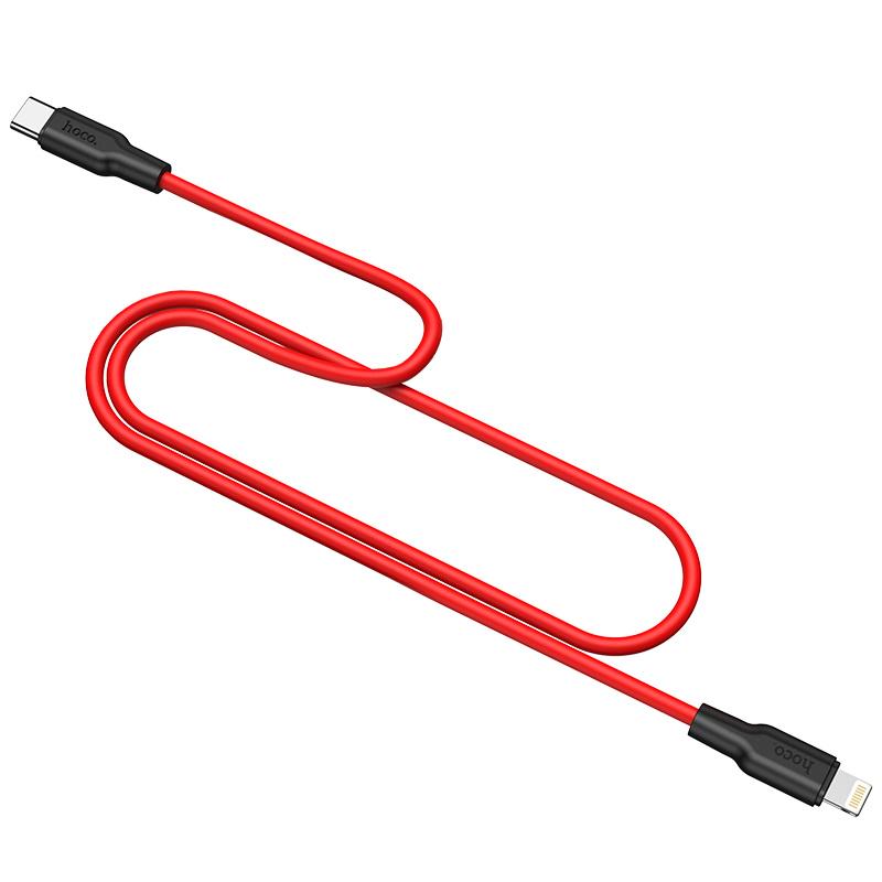 Кабель Hoco Type-C to Lightning Silicone PD charging data cable X21 Plus 1 м Black/Red (49064d4f) - фото 3