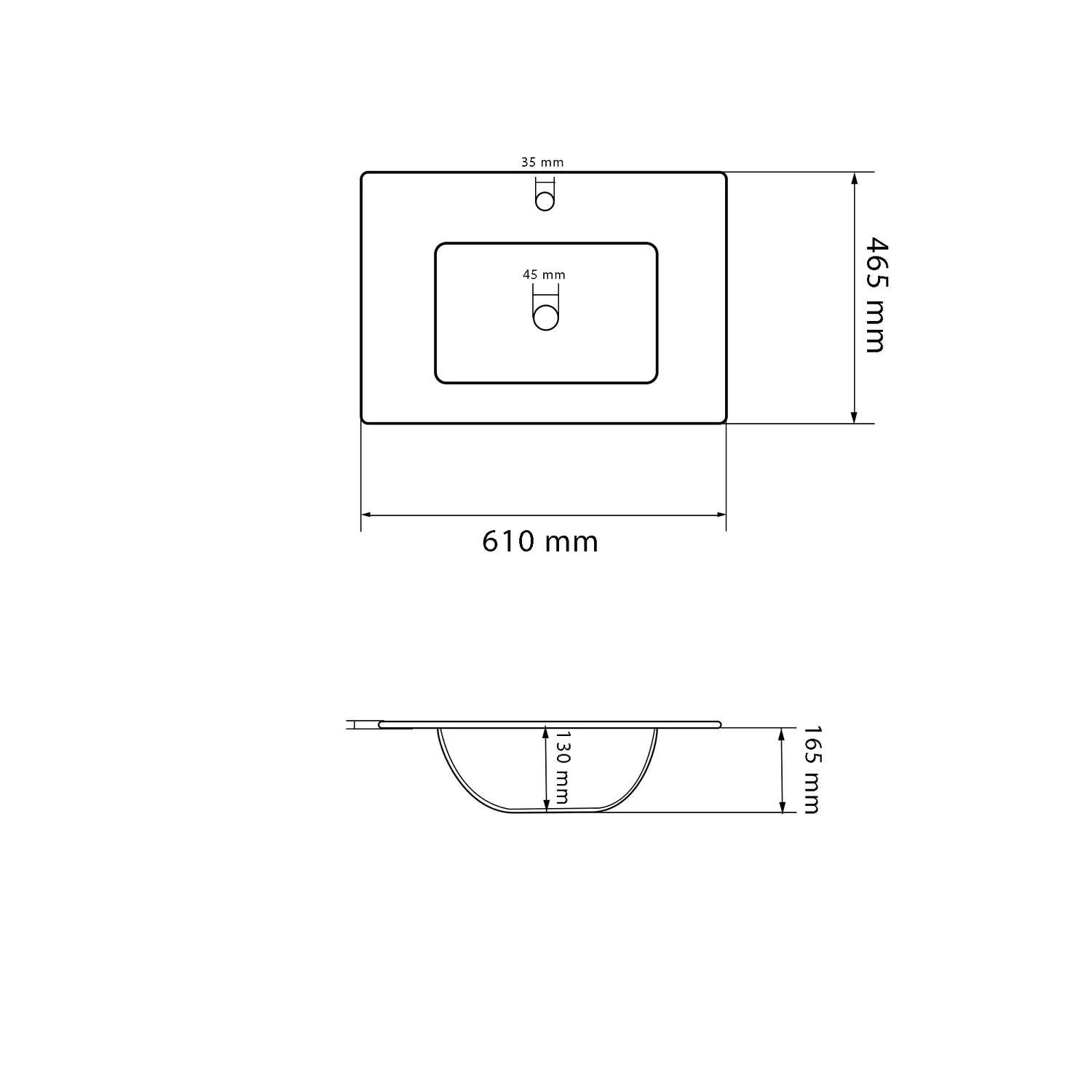 Раковина врезная VBI Ferrara 60 прямоугольная 600x465 мм Белый (RM-VBI-018010) - фото 5 Раковина врезная VBI Ferrara 60 прямоугольная 600x465 мм Белый (RM-VBI-018010) - фото 5