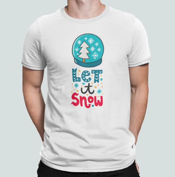 Футболка мужская новогодняя Stedman с принтом Let it snow Снег идет XXL Белый (НГ20-11)