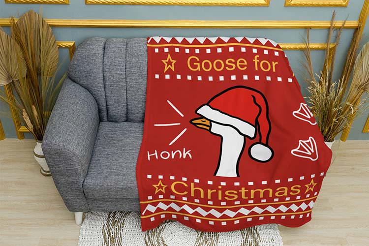 Плед плюшевый Рождественский гусь двухслойный 135х150 см (114513-2)