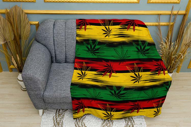 Плед плюшевый Каннабис Регги энергия однослойный 150х210 см (114653-1)