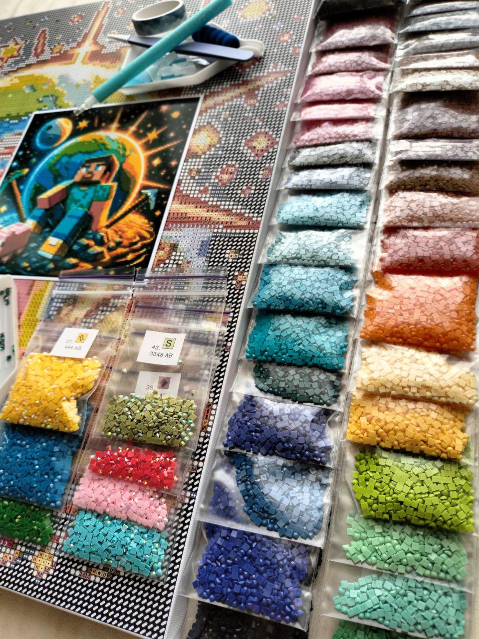 Алмазная мозаика АлМазка Майнкрафт Стив квадратные алмазы на подрамнике 40х40 см (АлМ-251) - фото 4