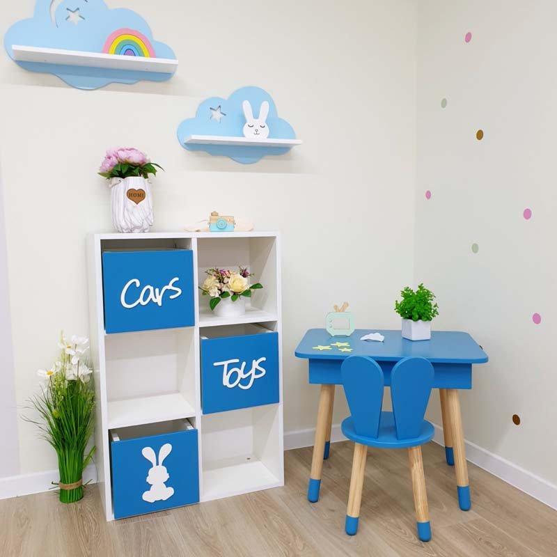 Стелаж в дитячу кімнату на 6 осередків/3 ящики Скандик з синім - фото 2 Стелаж в дитячу кімнату на 6 осередків/3 ящики Скандик з синім - фото 2