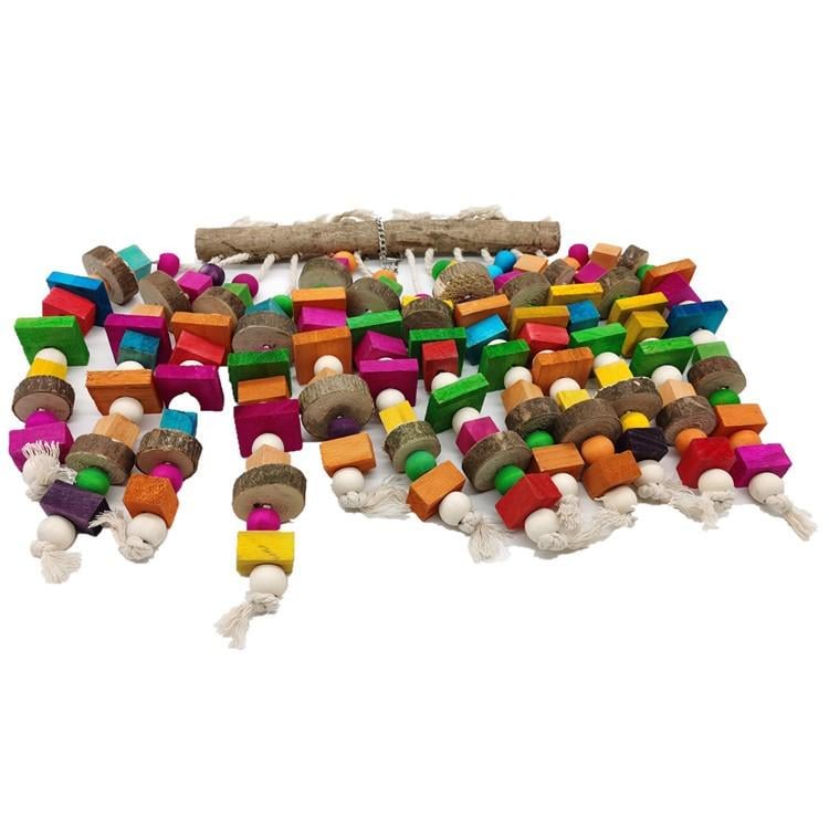 Іграшка для великих та середніх папуг Ара/Жако/Амазон підвісна з дерева та дерев'яних матеріалів Різнокольоровий (PG-01 №3) - фото 2