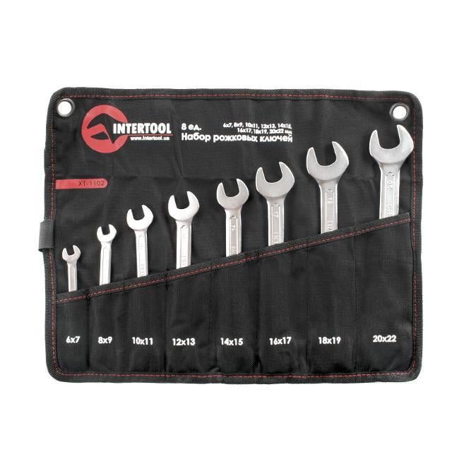 Набор рожковых ключей Intertool XT-1102 CrV PROF DIN3113 6-22 мм 8 шт. (9395275)