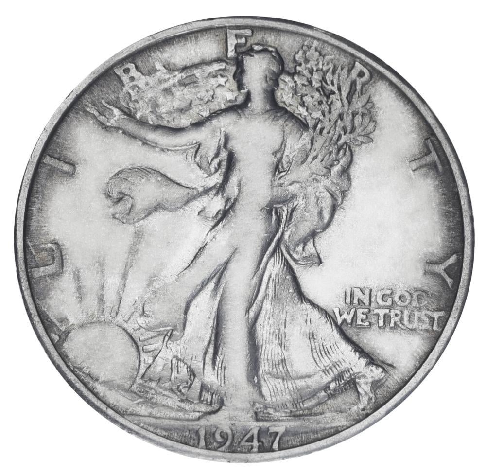Колекційна монета США 50 центів/халф 1947 срібло F-VF Крокуюча Свобода Орел 12,5 г (М19908)