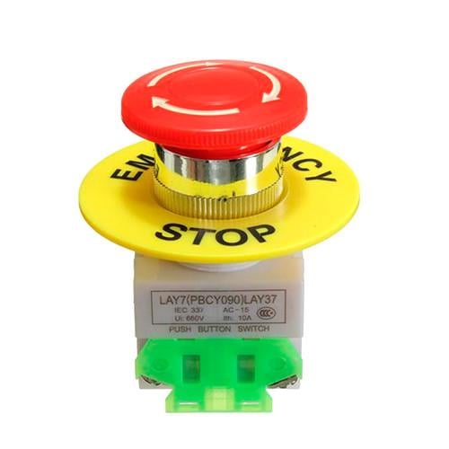Кнопка аварийного отключения LAY7 PBCY090 LAY37 40 мм 660В 10А 1NO+1NC с фиксацией грибок (313394)