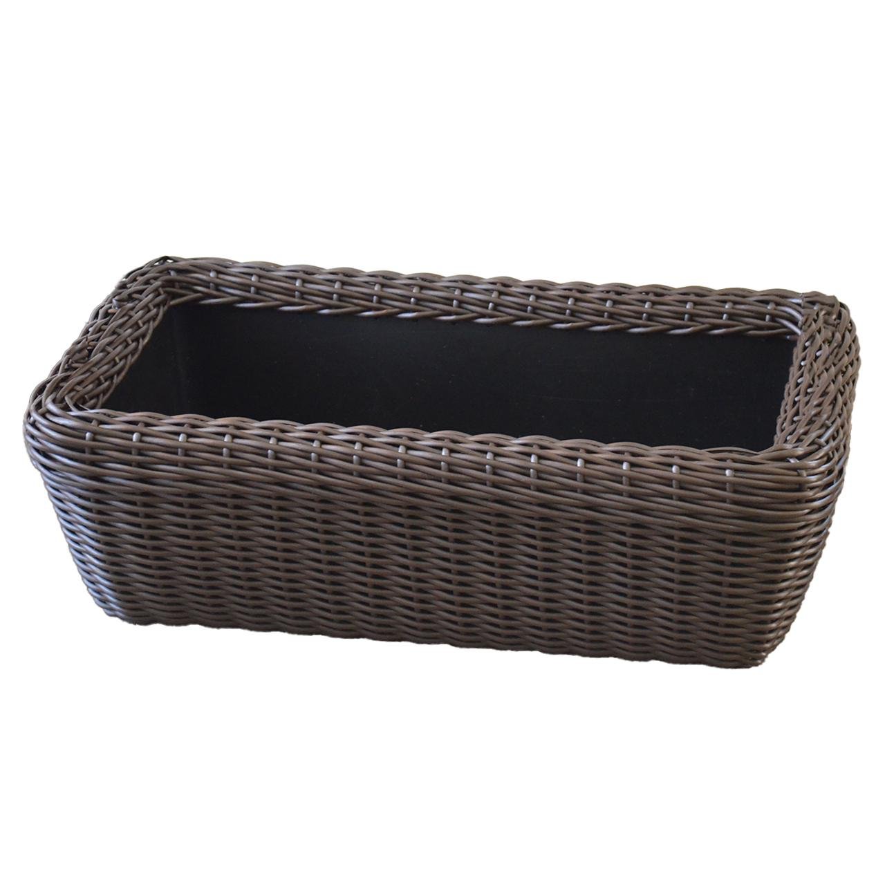 Кашпо прямокутне для рослин та квітів з штучного ротангу/ручної роботи 45 л Білий венге (12354573)