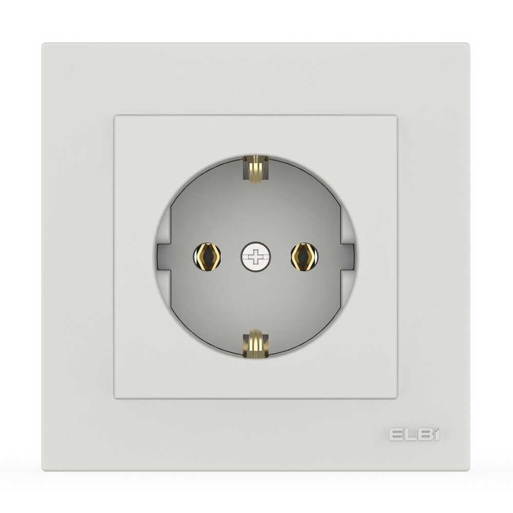 Розетка одинарная с заземлением EL-BI VEGA матовый Белый (00000024628)