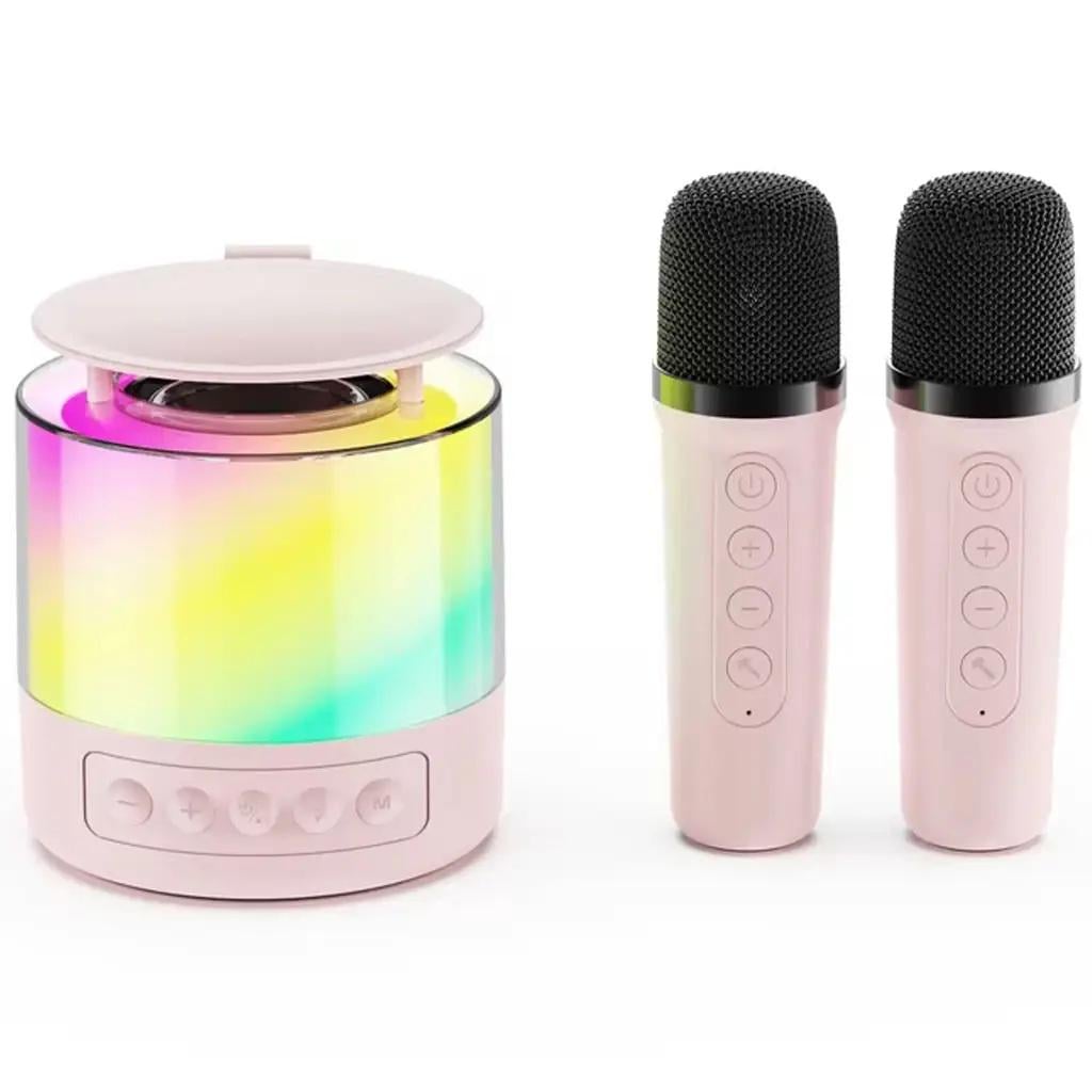 Портативная колонка Smart Portable Speaker K-19 Bluetooth караоке с микрофонами (1011124-Pink)