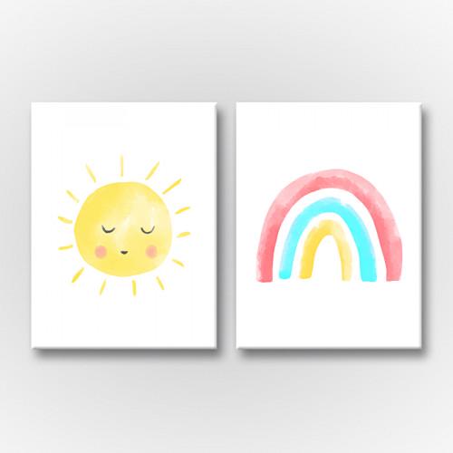 Модульная картина в детскую солнце и радуга 153x100 см (MK21247)