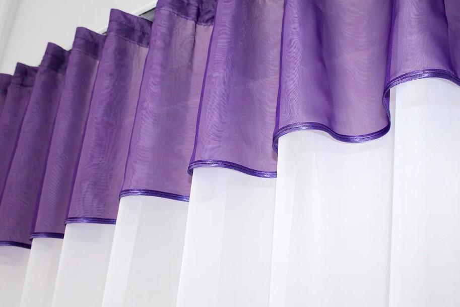Занавеска на кухню шифон 280х170 см Фиолетовый/Белый (047к) - фото 5 Занавеска на кухню шифон 280х170 см Фиолетовый/Белый (047к) - фото 5