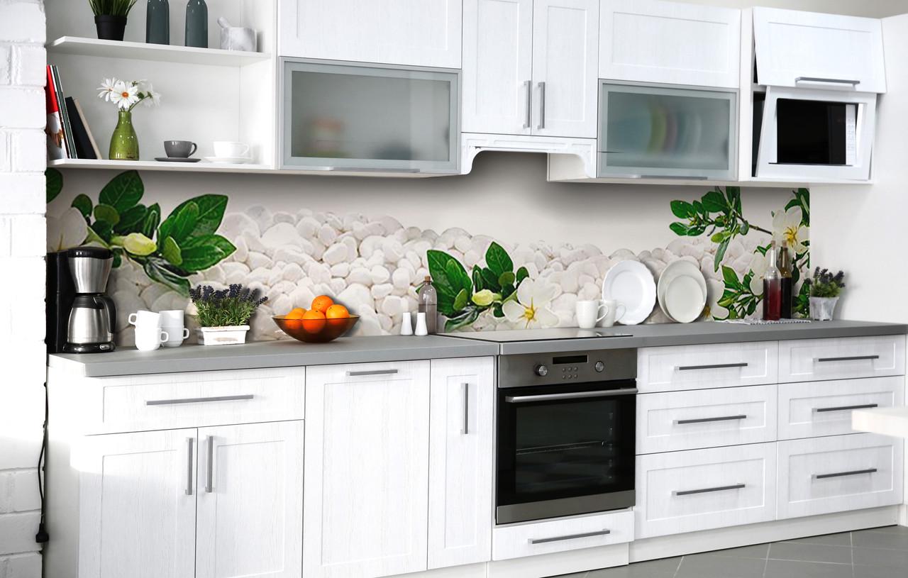 Кухонный фартук Белая галька виниловый самоклеющийся 60х250 см