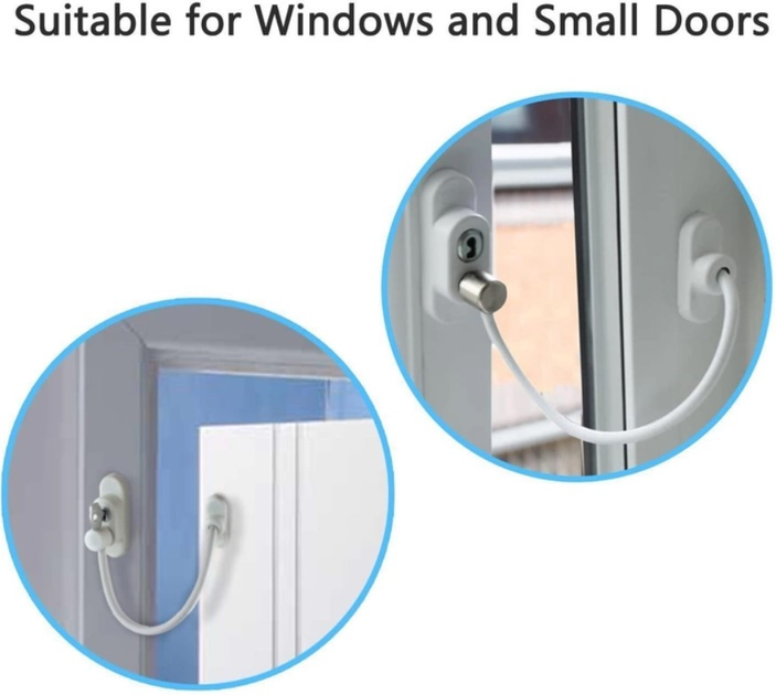 Блокіратор на вікно Kayfovo Safe Lock захисний механізм для дитячої безпеки з тросом для безпеки в будинку 20 см (L0794-0794) - фото 7
