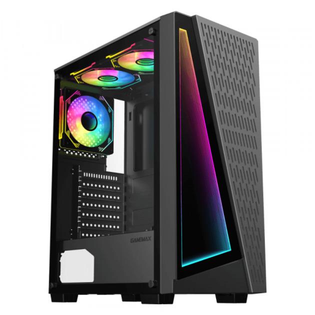 Корпус GameMax Prism ATX – черный, без БП, крепкий 0.5 мм металл