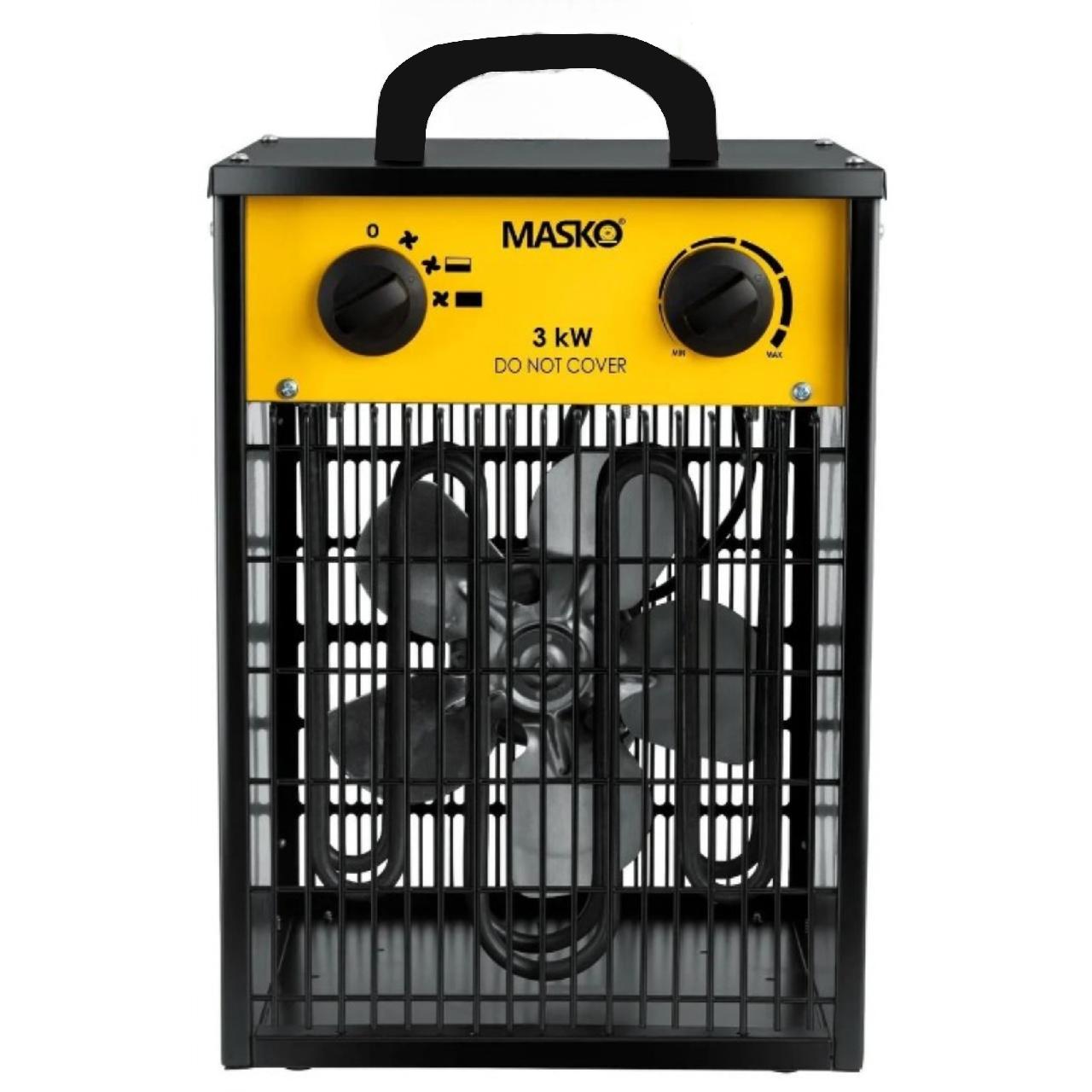 Тепловентилятор промышленный MASKO электрическая тепловая пушка 3 KW Черный/Желтый