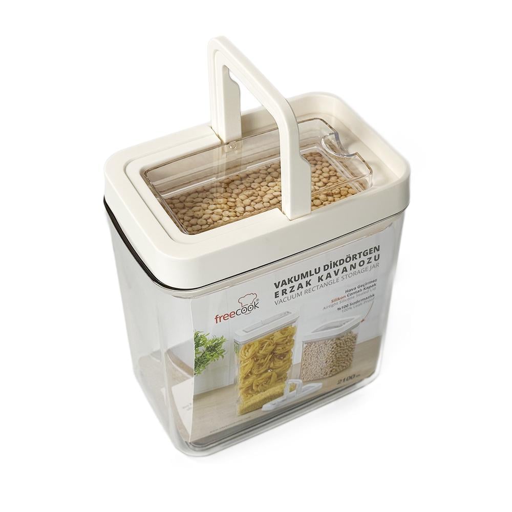 Контейнер Okyanus для сипучих продуктів вакуумний прямокутний пластик 2,1 л Контейнер Okyanus для сипучих продуктів вакуумний прямокутний пластик 2,1 л