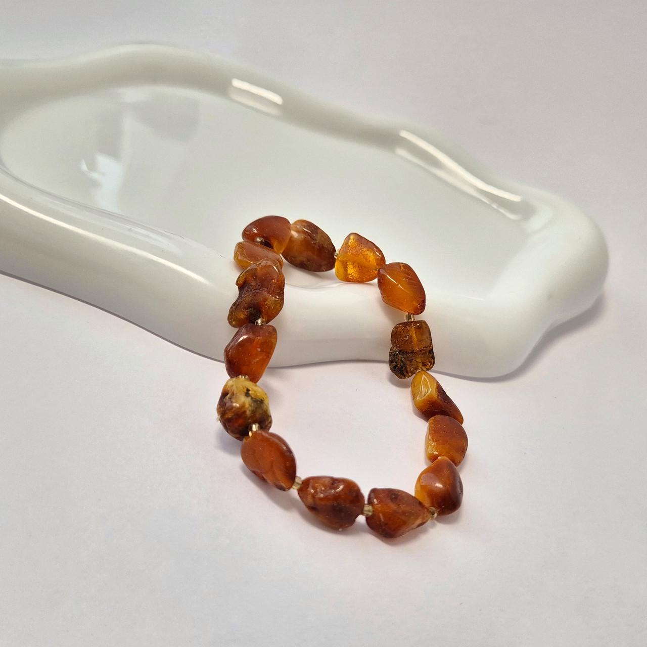 Браслет из натурального Янтаря лечебный необработанный 19-20 см Коричневый (бр19/150кор)