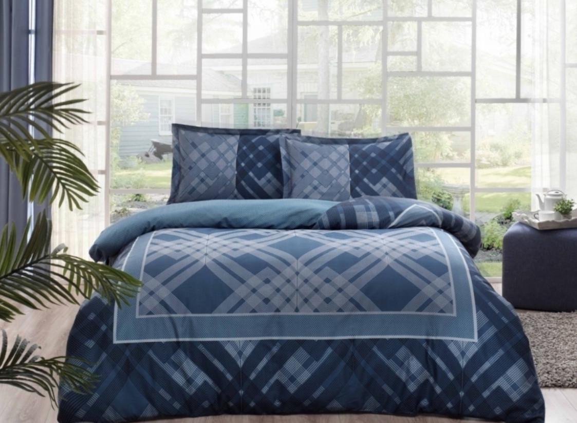 Постельное белье Tac Luana lacivert v03 сатин Синий