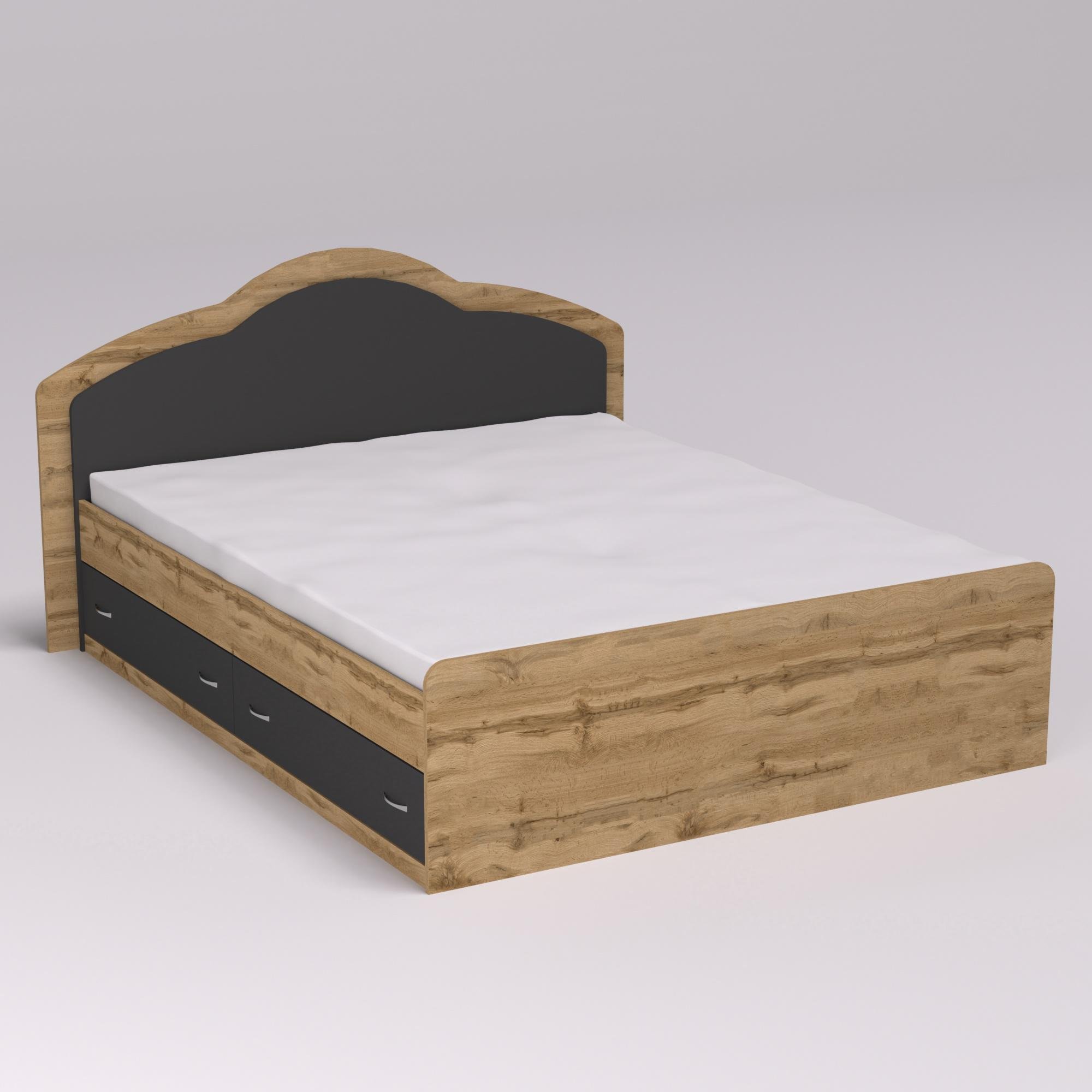 Кровать Диана двуспальная с 2-мя ящиками 2048х1610х1030 мм Дуб Тахо+Антрацит (221115)