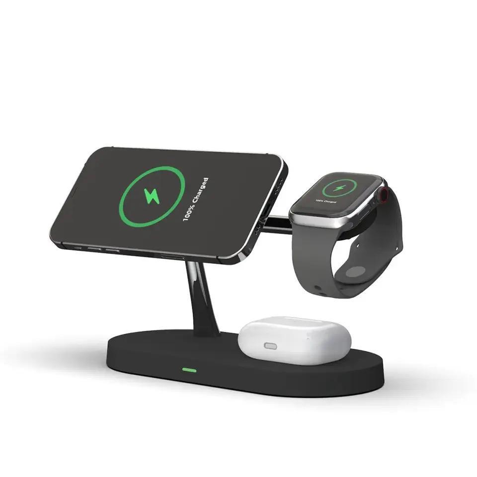 Док-станция TIMESS 3в1 для смартфонов/часов/наушников с подсветкой Черный (74011840)