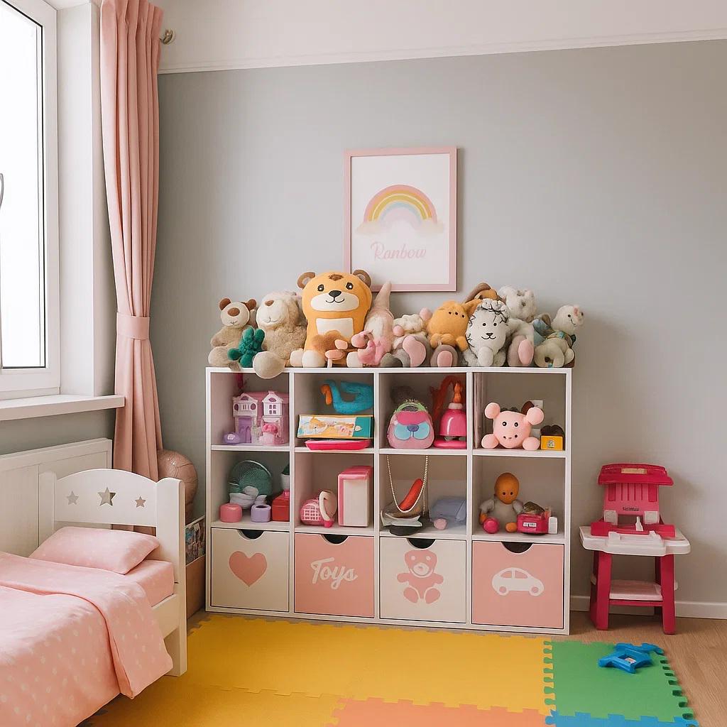 Стеллаж для детских игрушек и книг Gap ST12 1 на 12 ячеек White/Pink