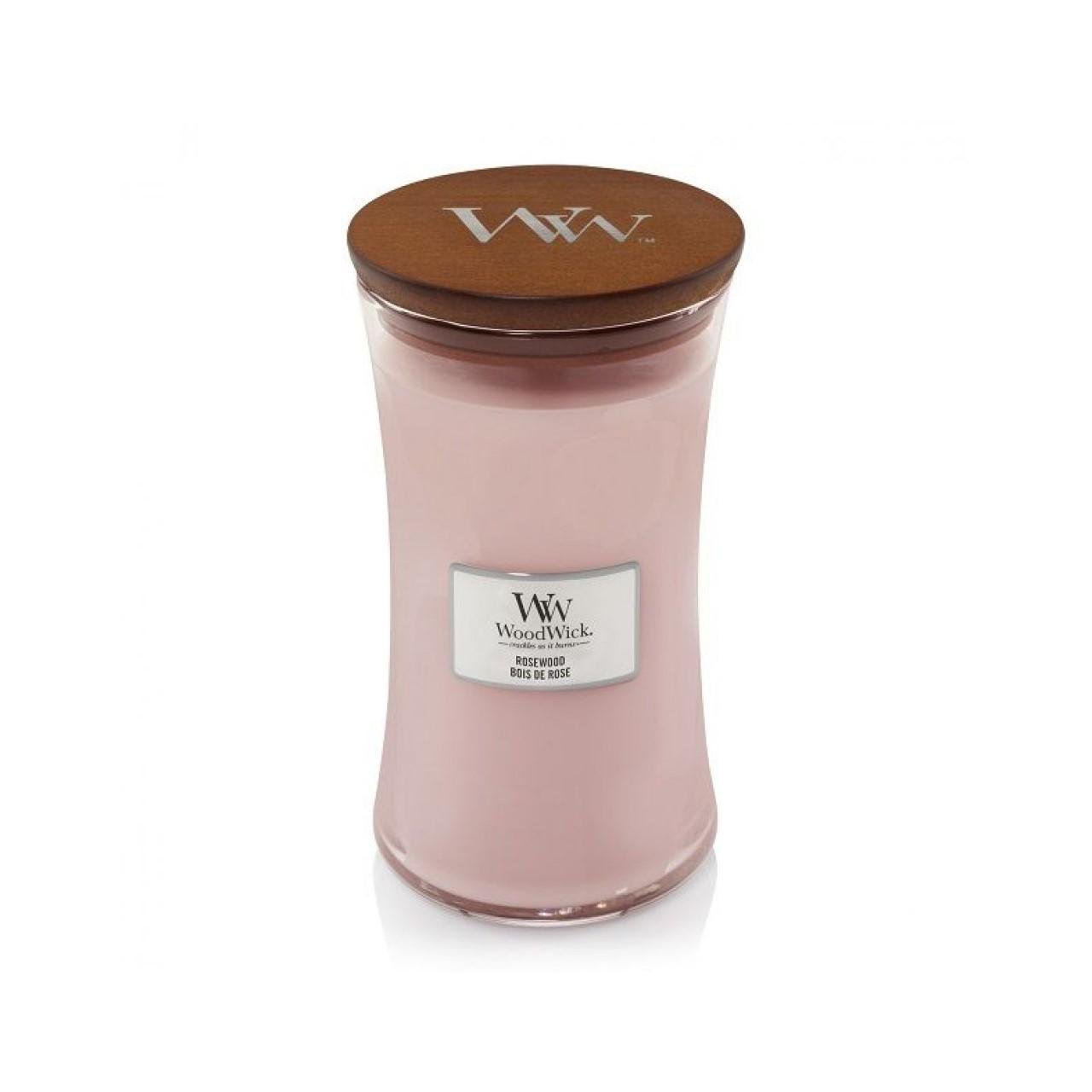 Ароматическая свеча Woodwick Large Rosewood с ароматом розы/кедра и мускуса (5038581077956)
