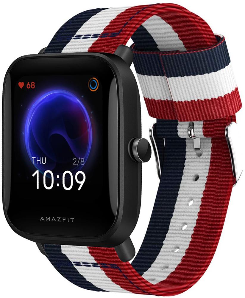 Ремешок тканевый Canvas для Amazfit Bip U Pro Red/White/Blue (23417)