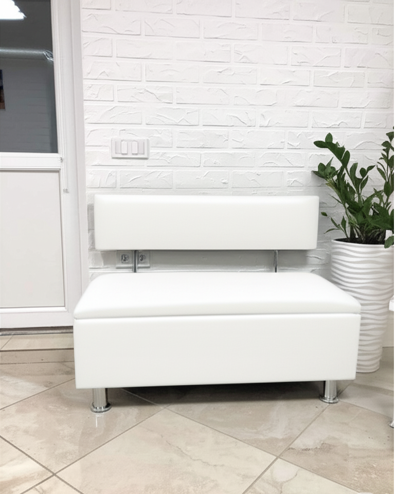 Диван в зону ожидания Сompakt искусственная кожа 120 см Белый - фото 2