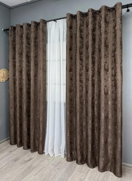 Комплект штор на люверсах Sultan XO жакард 1,5х2,5 м 2 шт. Коричневий (1557ш 37-0252) - фото 5 Комплект штор на люверсах Sultan XO жакард 1,5х2,5 м 2 шт. Коричневий (1557ш 37-0252) - фото 5
