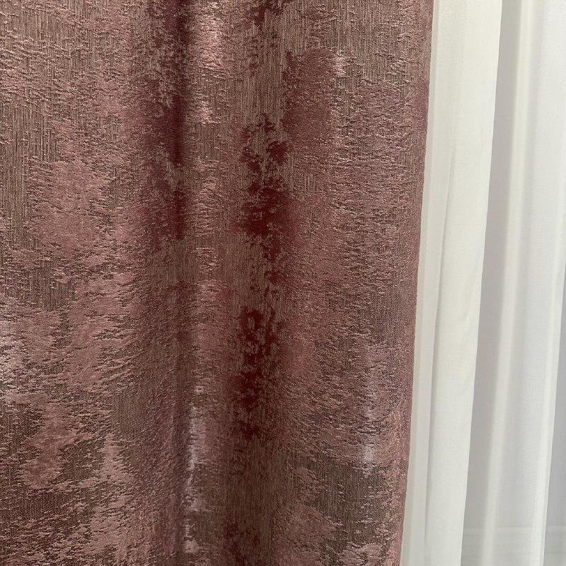 Шторы жаккардовые с мраморным узором среднее затемнение 1,5x2,7 м 2 шт. Розово-кофейный (К1039-89) - фото 8