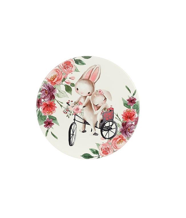 Подставка под горячее BonaDi Милые зайчата керамическая на пробковой основе 16 см Белый (858-580-2)