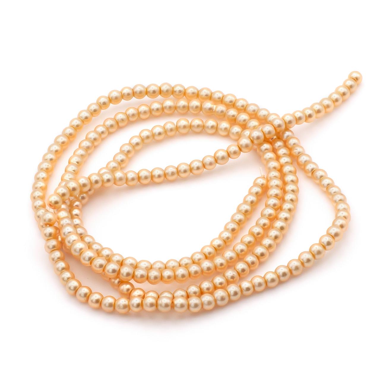 Намистини скляні на нитці під перли 3 мм 62 см 215 шт. Помаранчевий (БЖ0003к33)