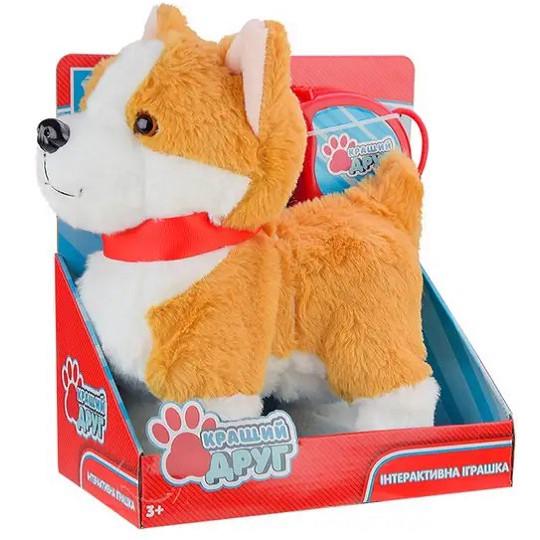 Интерактивная игрушка мягкая Собачка Корги на поводке (28443348)