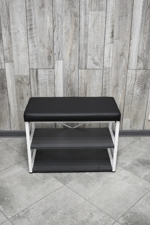 Банкетка для взуття металева з м'яким сидінням 32х47х60 см Чорний (28375252)