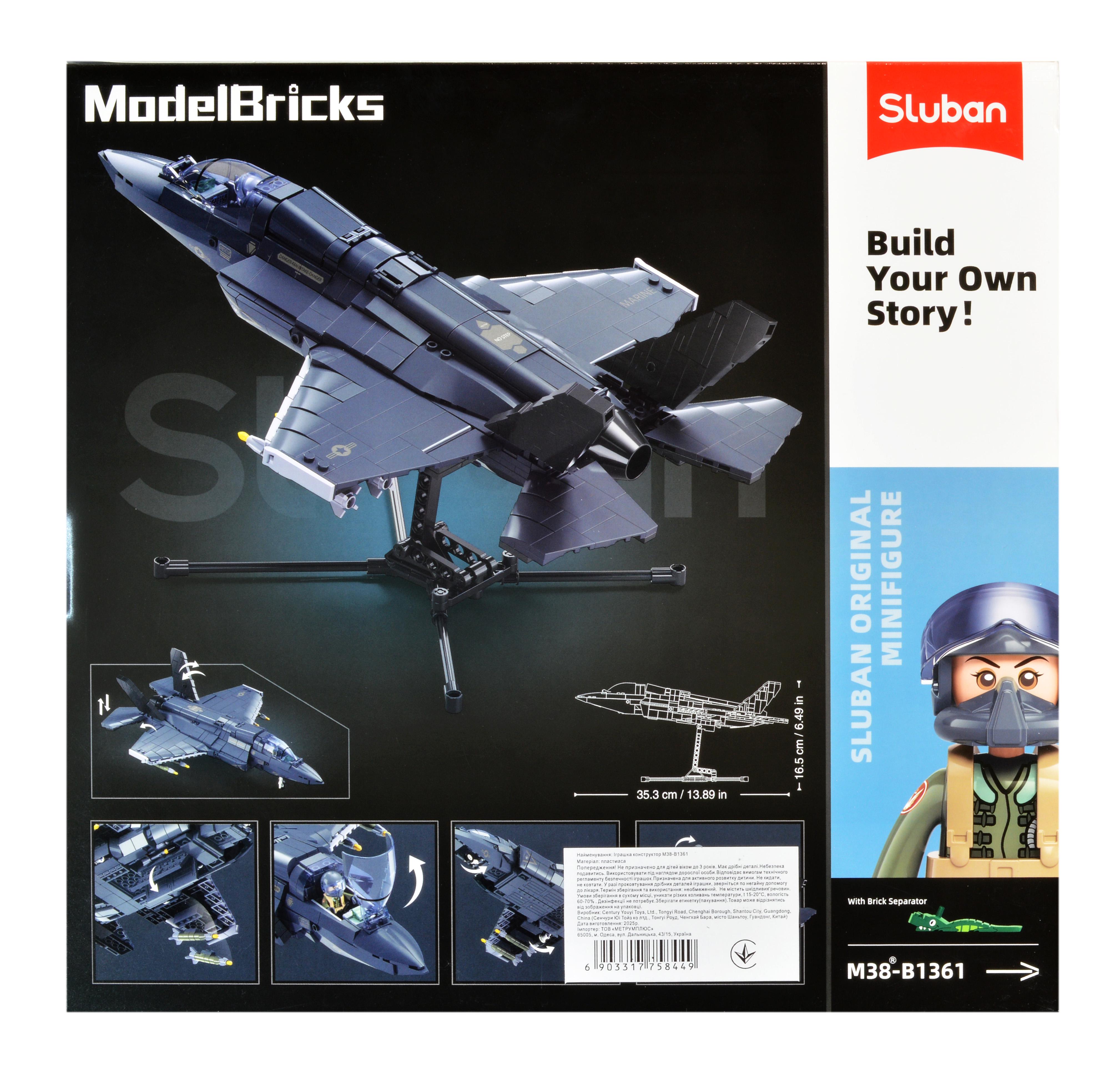 Конструктор Sluban винищувач F-35BS 705 дет. (M38-B1361) - фото 9 Конструктор Sluban винищувач F-35BS 705 дет. (M38-B1361) - фото 9