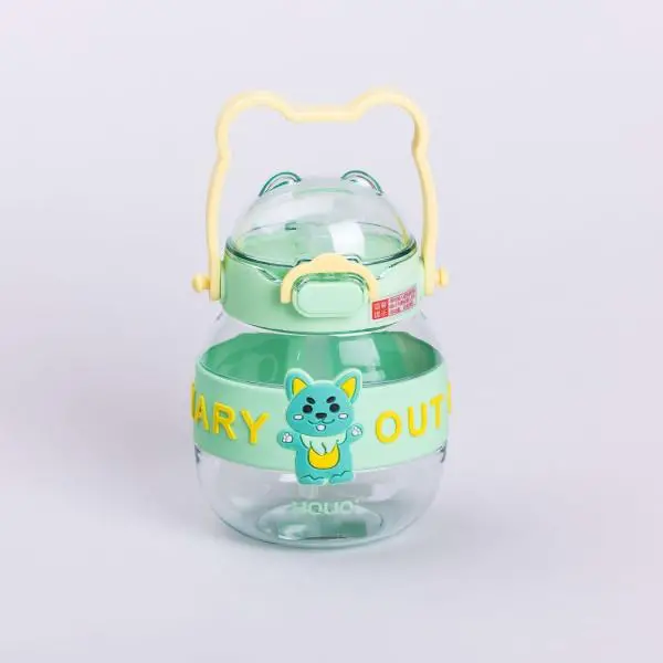 Пляшка для води дитяча з трубочкою з ручкою та ремінцем 580 мл Зелений (6752) - фото 2 Пляшка для води дитяча з трубочкою з ручкою та ремінцем 580 мл Зелений (6752) - фото 2