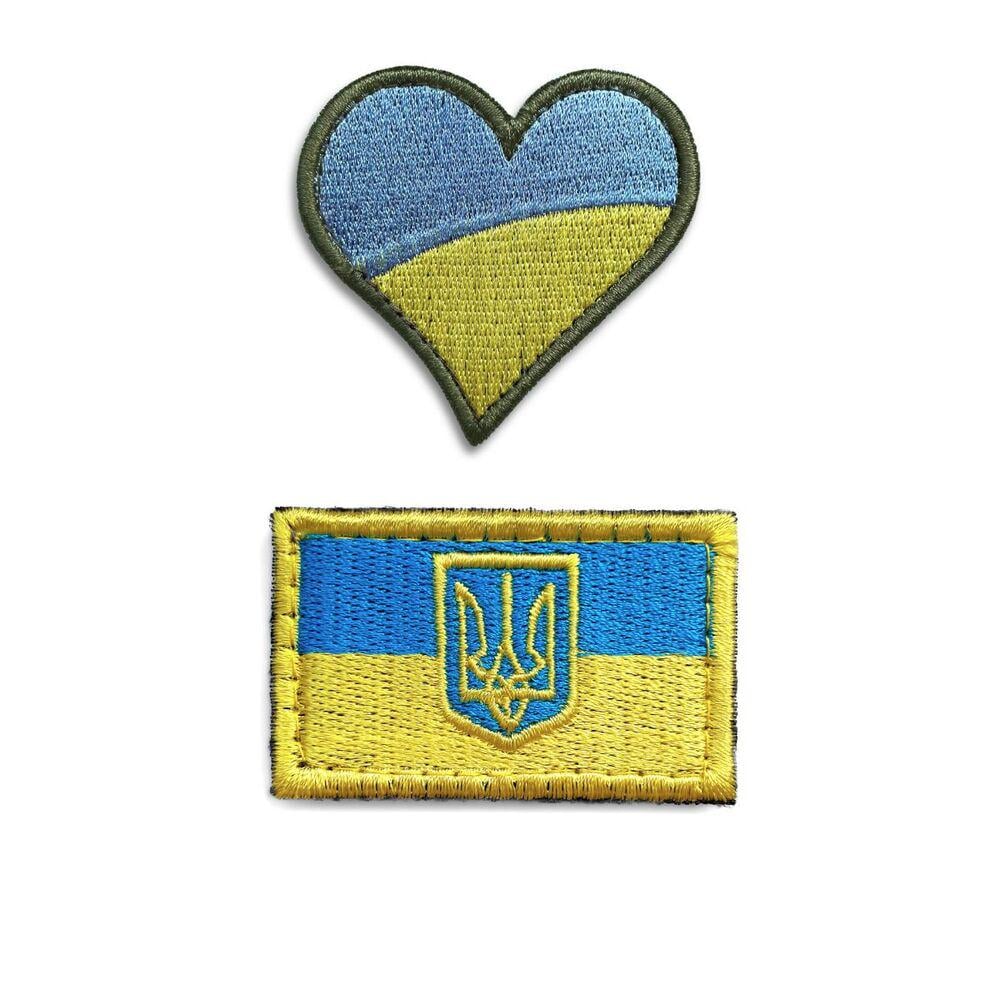 Набор шевронов на липучке Флаг Украины и Сердце 2 шт. (19975)