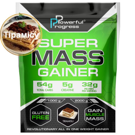 Гейнер высокобелковый для набора массы Powerful Progress Mass Gainer Тирамиса 2 кг (7442)